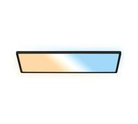 B.K.Licht - Plafonnier LED plat avec télécommande, CCT réglable de chaud à lumière du jour, intensité réglable, IP44, plafonnier salle de bain, lustre cuisine, lustre salon, 58x20x3 cm, noir