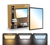 B.K.Licht - Plafonnier LED plat avec télécommande, CCT réglable de chaud à lumière du jour, intensité réglable, IP44, plafonnier salle de bain, lustre cuisine, lustre salon, 42x42x3 cm, noir