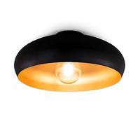 B.K.Licht plafonnier noir doré design rétro, éclairage plafond vintage, Ø395mm, pour ampoule LED ou halogène E27, ampoule non incluse