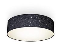 B.K.Licht - plafonnier tissu noir avec décor étoile, éclairage plafond chambre, salon, salle à manger, lustre salon, lustre chambre, luminaires intérieur, 2 douilles E27 pour ampoules de 40Wmax, Ø38cm