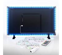 B.K.Licht Ruban LED TV, 2M, auto-adhésif, 16 Couleurs, avec câble USB, LED Strip Pour Télé avec Télécommande, Pour téléviseur de 40 à 60 pouces, rétroéclairage TV, effets lumineux
