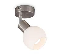 B.K.Licht spot plafond pivotant avec abat-jour en verre I ampoule LED E14 5W incluse I lumière blanche chaude 3000K I 470lm I verre opale