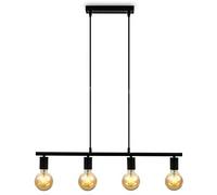 B.K.Licht suspension vintage design industriel en noir mat pour 4 ampoules E27, livrée sans ampoules, hauteur 120cm, largeur 75,5cm