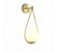 B·LED BARCELONA LED BarcelonaLED Applique Murale Moderne Élégante Boule de Verre Blanc avec Support en Aluminium Doré E14 Prise pour Chambre Salon Couloir