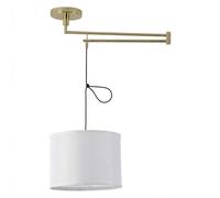 B·LED BARCELONA LED BarcelonaLED Plafonnier Articulé Moderne et élégant avec Bras Pivotant Extensible Doré et Abat-jour en Tissu Blanc avec Douille E27 pour Salon Salle à Manger, Dorée