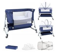 B.LIVEM Bébé Cododo, Berceau 3-en-1 à Bascule avec Roues Lit Bébé 6 Hauteur Réglable, Avec Moustiquaire et Panier de Rangement