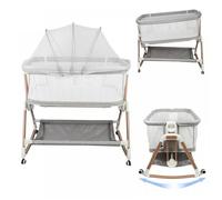 B.LIVEM Lit Bébé avec Moustiquaire, Berceau Cododo pour Bébé de 0 à 36 Mois, Roulettes Pliable - 90*60*90-115 cm