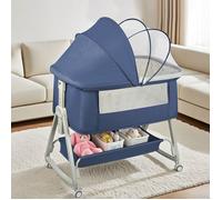 B.LIVEM Lit Bébé Cododo 4-en-1 lit Parapluie Bebe avec Matelas 6 Vitesses Hauteur Réglage Facile Adapter au lit du Parent