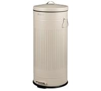 B-Ware eluno Abfalleimer VINTAGE Treteimer 30 Liter Fassungsvermögen aus Metall in beige