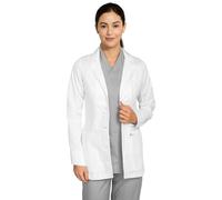 B-well Livia Femme Blouse de Docteur Courte Blanc - Blouse de Laboratoire Médicale avec Col Retourné, Manches Longues, 3 Poches, Fermeture à Boutons - Vêtement Professionnel pour Soins et Clinique