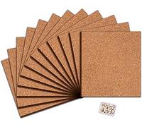 B&Z Auto-Adhésif Collant Panneau De Liège Carreaux Carrés Mini Panneau D'affichage Mural Bureau Mémo École Pinboard Poussoir En Bois Carré Courbes Arrondies (30 cm x 26 cm x 0,6 cm) (12)
