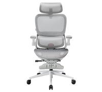 B100 Pro Chaise ergonomique - Soutien lombaire dynamique,Accoudoirs 4D revêtus PU à design rabattable,Appui-tête 3D 36,5 cm,Inclinaison 135° avec repose-pieds,Dossier mesh respirant,150kg max,Blanc