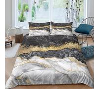 B1M7H4E9S Parure de lit marbre Or 3D Chambre ado Moderne | Toucher Doux, Résistant aux Couleurs, Fermeture Invisible, Toutes Saisons, Lavable Super king（260x220cm）