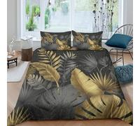 B1M7H4E9S Parure Housse de Couette 3D Feuilles Or Moderne Ado | Respirant, Résistant à la Décoloration, Fermeture Éclair Cachée, Toutes Saisons, Lavable en Machine Super king（260x220cm）
