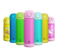 B2DO Isotherme 316 Gourde Enfant 500ml Rose | Bouteille Isotherme Antifuite et Isolée pour École | Gourde sans BPA avec Paille pour Enfants