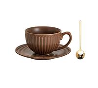 B3F7M4R9J2 Taza Chic Tasse à café Vintage ensemble de tasses fleurs en céramique domestique Latte lavage la main après-midi thé(Bruin,Petit)