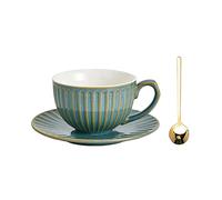 B3F7M4R9J2 Taza Chic Tasse à café Vintage ensemble de tasses fleurs en céramique domestique Latte lavage la main après-midi thé(Green,Petit)