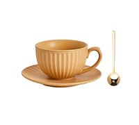 B3F7M4R9J2 Taza Chic Tasse à café Vintage ensemble de tasses fleurs en céramique domestique Latte lavage la main après-midi thé(Yellow,Petit)