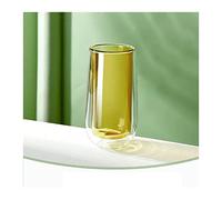 B3F7M4R9J2 Taza Chic Tasse en verre épaissie à double couche résistante la chaleur, isolation thermique, non-brûlure, tasse de couleur anti-brûlure domestique(Amber)