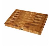 B4K Bloc à Découper en Bois de Chêne 45x30x4 cm | Planche en Bois de Bout avec Poignées et Pieds en Silicone | Surface Antibactérienne | Respectueux des Couteaux