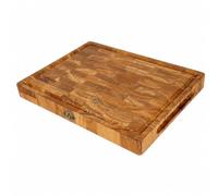 B4K® Planche à Découper en Bois de Chêne 40x30x4 cm avec Poignées et Pieds en Silicone | Bloc à Découper Antibactérien | Construction de Bout