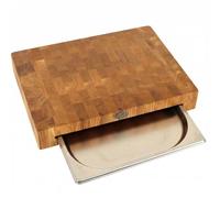B4K Planche à Découper en Bois de Chêne 40x30x6 cm avec Poignées et Pieds en Silicone | Planche de Cuisine Antibactérienne en Bois de Bout