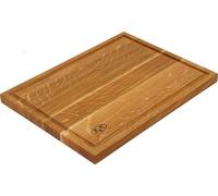 B4K Planche à Découper en Chêne 40x30 cm avec Surface Antibactérienne Huilée et Rainures de Jus Utilisable des Deux Côtés