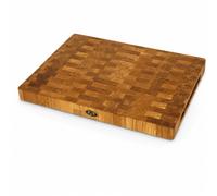 B4K® Planche à Découper en Chêne - 50 × 35 × 4 cm - Bloc de Hachage Massif - Bois de Bout Antibactérien avec Poignées et Pieds en Silicone - Parfaite pour la Cuisine, la Viande