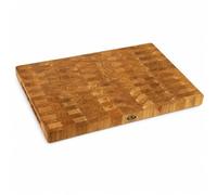 B4K Planche à Découper en Chêne - 60 × 40 × 4 cm - Bois de Bout Massif Antibactérien avec Poignées et Pieds en Silicone - Parfaite pour la Cuisine et la Viande