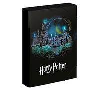 Baagl Boîte de classement pour cartable - Classeur A4 pour enfants avec élastique et rabats intérieurs - Classeur de collecte, boîte de rangement avec fermeture élastique pour garçons, filles (Harry