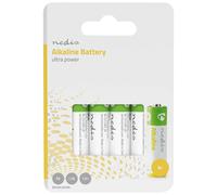 Nedis BAAKLR64BL : Lot de 4 Piles Alcalines AA 1.5V Usage Unique, Dimensions 14mm x 51mm, Poids 93g, Packaging Blister