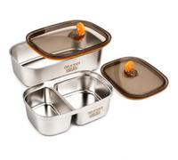 BAASTEEN Boîte à déjeuner en acier inoxydable 1700 m et 1200 ml, anti-fuite, avec séparation et joint d'étanchéité, petite boîte à goûter, pour enfants et adultes
