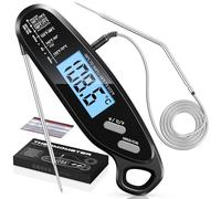 Babacom Thermometre Cuisine Double Sonde Pliable 102cm & Alarme Température | 3s Lecture Rapide & Précis ±1°C, LCD Rétroéclairé, Calibration, Thermomètre Cuisson Aimant, BBQ Four Viande Lait Pâtisserie