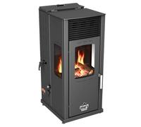 Baba's Stove Eco-Plus Hybridofen Kombiofen Poêle à pellets et bois 8 kW sans électricité Noir Cheminée à bois Poêle à bois