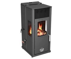 Baba's Stove Eco-Plus Hybridofen Kombiofen Poêle à pellets et bois 8 kW sans électricité Noir Cheminée à bois Poêle à bois