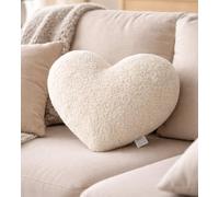 BABEES Coussin décoratif Boucle - Grand coussin nuage - 40 x 25 cm - Coussin décoratif moelleux pour bébé et chambre d'enfant - Pour fille et garçon - Beige crème (cœur_crème)