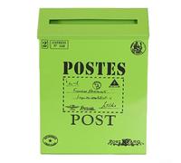 babominimer Boîte aux lettres murale vintage en métal avec motif campagne européenne rustique, 29 x 22 x 6 cm, construction en fer robuste pour collection de courrier extérieur, jardin ou mur de