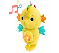 BABY EINSTEIN Veilleuse bébé, Doudou hippocampejaune, réponds au pleurs de bébé, musicale, lumineuse, bruits blanc, attache tétine