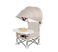 Baby Folding Dining Chair, Toddler Portable Seat with Removable Tray, Folding Feeding Chair with Sun Canopy, 14.96x12.2x14.57 Inches, Ideal for Lawn Beach Outdoor Camping Home