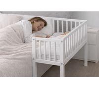 Baby Happy Bliss Lit cododo Charlie 80x40 cm – Bois de hêtre Massif – Matelas Inclus – Sangle de Fixation – Blanc