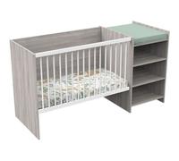 BABY PRICE UP Lit combiné 120x60 cm - Transformable en 90x190 - Avec étagères -Reproduction chêne silex