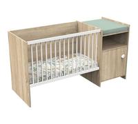 BABY PRICE UP Lit combiné 120x60 cm - Transformable en 90x190 - Avec porte -Reproduction chêne doré
