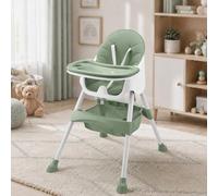Baby Vivo Chaise haute Bébé 2 en 1 réglable pour Enfant avec Tablette Amovible de 6 Mois à 3 Ans - Panier suspendu - Oscar en Vert