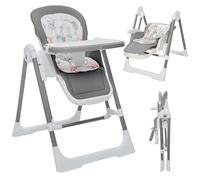 Baby Vivo Chaise Haute pour Enfants 3in1 Transat Réglable avec Repose-Pieds - Chaise Haute Bébé Combinée Chaise Balançoire Dossier Réglable Plateau Amovible - Lulu en Gris