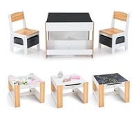 Baby Vivo Set Table d'activités pour Enfants avec 2 Chaises Ensemble Enfant - 3 en 1 Multifonctionnel avec Tiroir de Rangement et 2 Compartiments - Mobilier Meuble Filles et Garçons en Bois - Mia
