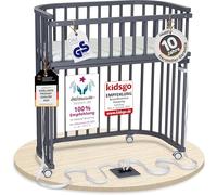 babybay Boxspring lit cododo en Bois de hêtre Massif/Compact et modulable/Hauteur du lit réglable en continu/lit bébé évolutif (Peint en Gris Ardoise) / avec Matelas, Barres, Roues