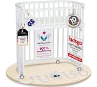 babybay Boxspring lit cododo en Bois de hêtre Massif/Compact et modulable/Hauteur du lit réglable en continu/lit bébé évolutif (Peint en Blanc) / avec Matelas, Barres, Roues