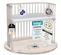 babybay Boxspring XXL lit cododo en Bois de hêtre Massif/Compact et modulable/Hauteur du lit réglable en continu/lit bébé évolutif (Peint en Beige) / avec Matelas