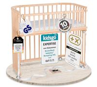 babybay Boxspring XXL lit cododo en Bois de hêtre Massif/Compact et modulable/Hauteur du lit réglable en continu/lit bébé évolutif (Vernis Naturel) / avec Matelas, Barres, Roues