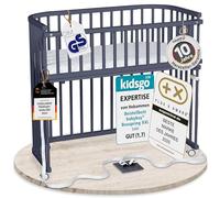 babybay Boxspring XXL lit cododo en Bois de hêtre Massif/Compact et modulable/Hauteur du lit réglable en continu/lit bébé évolutif (Peint en Gris Ardoise) / avec Matelas, Barres, Roues